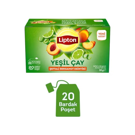LIPTON GREEN TEA BERGAMOT BREEZE WITH PEACHES 30 GR