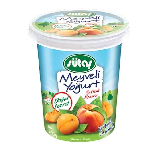 SUTAS MEYVELI YOGURT SEFTALI KAYISILI 500 GR