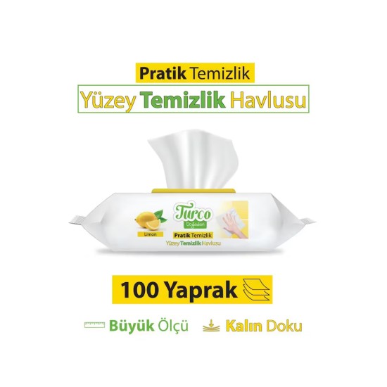 TURCO SURFACE CLEANING TOWEL LEMON 100 LOT