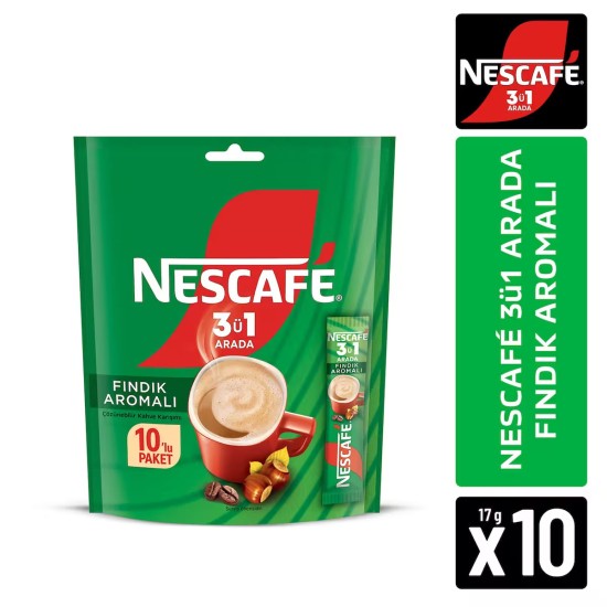 NESCAFE 3 IN 1 HAZELNUT FLAVOR PACK OF 10