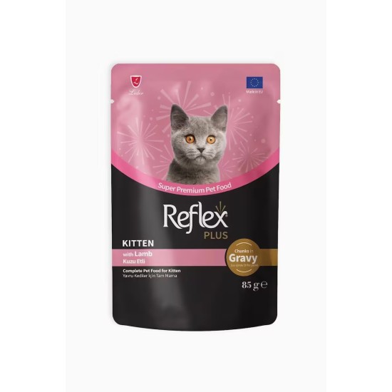 REFLEX PLUS POUCH SOS ICINDE ET PARCACIKLI KUZU ETLI YAVRU KEDI MAMASI 85 GR