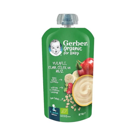 GERBER ORGANIK YULAFLI ELMA CILEK VE MUZ 110 GR