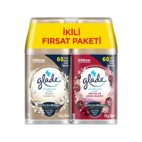 GLADE OTOMATIK SPREY MEYVE VE CICEK BUKETI IPEKSI VANILYA YEDEK 2 LI